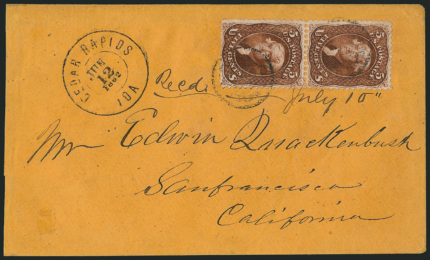 US Stamp Prices Scott Cat. # 75: 5c 1862 Jefferson. Robert Siegel Auction Galleries, Sep 2010, Sale 993, Lot 447