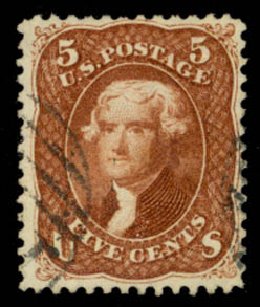 US Stamps Value Scott Catalog 75 - 1862 5c Jefferson. Daniel Kelleher Auctions, May 2014, Sale 652, Lot 178