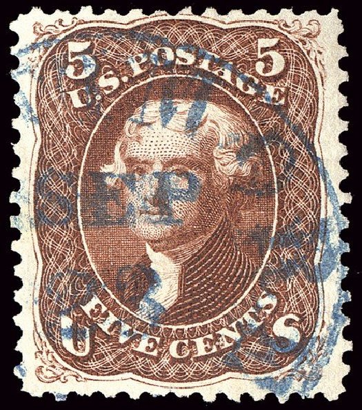 Values of US Stamps Scott Catalogue # 75: 1862 5c Jefferson. Spink Shreves Galleries, Jan 2014, Sale 146, Lot 218