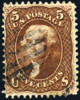 Cost of US Stamps Scott Cat. #75: 5c 1862 Jefferson. Harmer-Schau Auction Galleries, Mar 2011, Sale 89, Lot 129