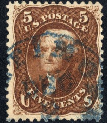 Prices of US Stamps Scott Cat. #75: 5c 1862 Jefferson. Cherrystone Auctions, Mar 2008, Sale 200803, Lot 110