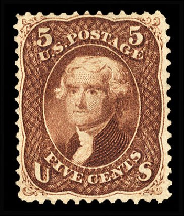 US Stamp Value Scott Catalogue # 75: 5c 1862 Jefferson. Cherrystone Auctions, Jan 2015, Sale 201501, Lot 120