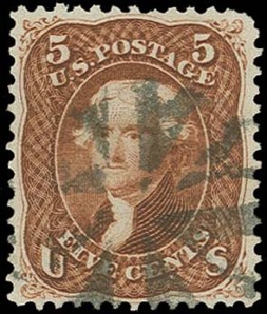 US Stamp Prices Scott 75 - 5c 1862 Jefferson. H.R. Harmer, Oct 2014, Sale 3006, Lot 1110