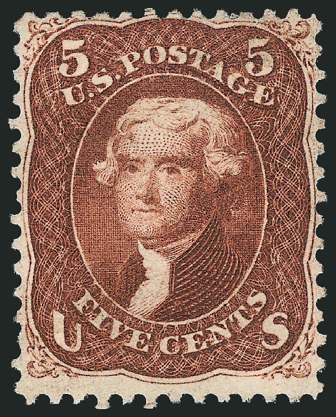 US Stamps Value Scott Catalogue 75: 5c 1862 Jefferson. Robert Siegel Auction Galleries, Mar 2012, Sale 1021, Lot 230