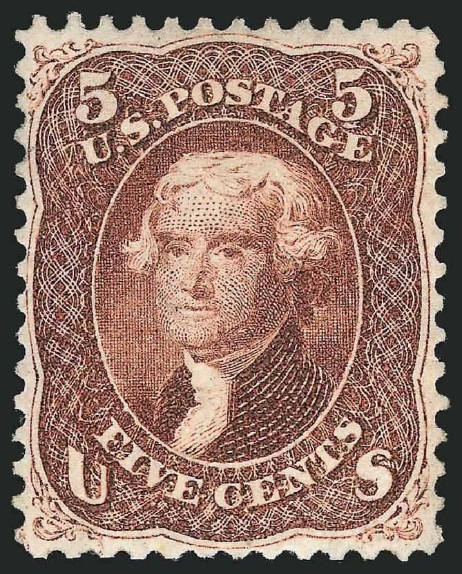 US Stamps Values Scott Cat. # 75 - 5c 1862 Jefferson. Robert Siegel Auction Galleries, Mar 2013, Sale 1040, Lot 1300