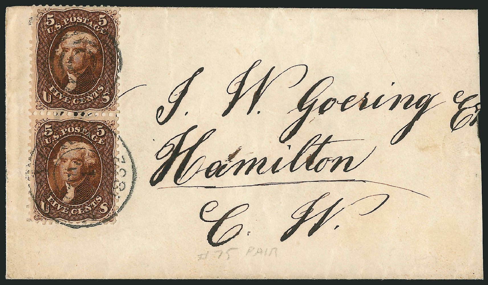 US Stamps Values Scott # 75 - 1862 5c Jefferson. Robert Siegel Auction Galleries, Oct 2014, Sale 1082, Lot 380