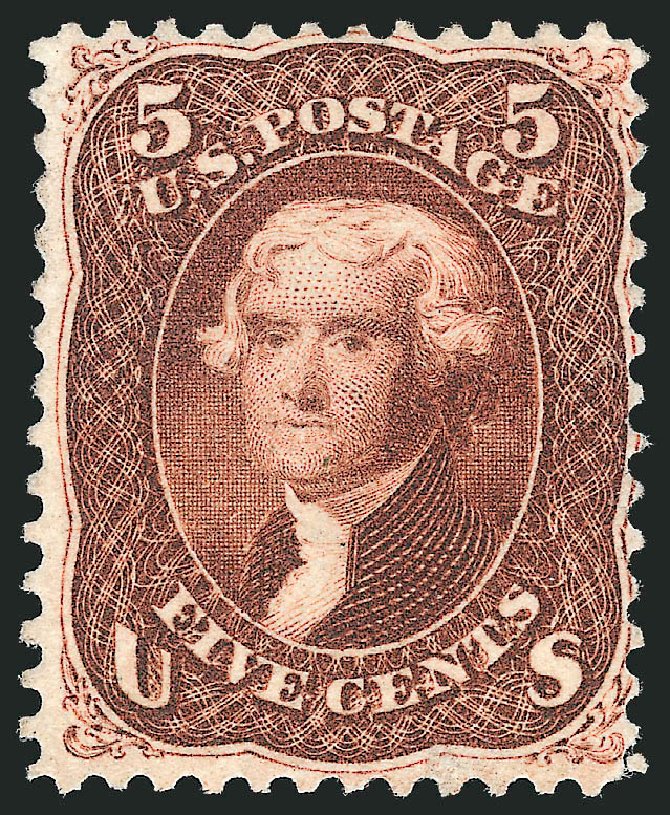US Stamps Value Scott Catalog #75 - 1862 5c Jefferson. Robert Siegel Auction Galleries, Sep 2010, Sale 993, Lot 401
