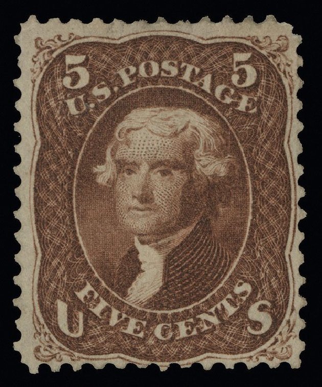 US Stamp Values Scott Catalogue # 75 - 1862 5c Jefferson. Spink Shreves Galleries, Aug 2013, Sale 144, Lot 131
