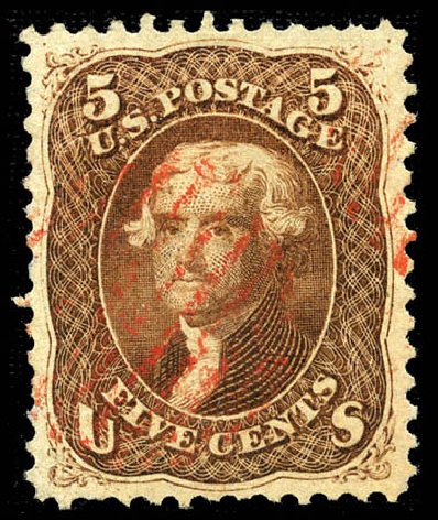 Price of US Stamps Scott #75: 1862 5c Jefferson. Matthew Bennett International, Mar 2012, Sale 344, Lot 4274