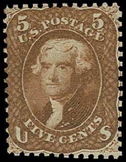 Values of US Stamps Scott 75: 5c 1862 Jefferson. H.R. Harmer, Jun 2015, Sale 3007, Lot 3144