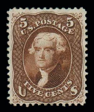 Costs of US Stamp Scott Cat. 75 - 5c 1862 Jefferson. Matthew Bennett International, Oct 2007, Sale 320, Lot 405