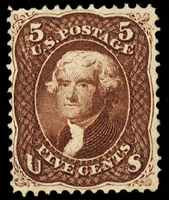 Price of US Stamps Scott Catalog 75: 1862 5c Jefferson. Cherrystone Auctions, Jan 2010, Sale 201001, Lot 65