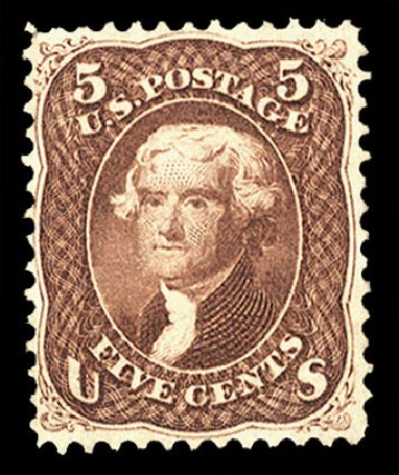 US Stamps Value Scott # 75 - 5c 1862 Jefferson. Cherrystone Auctions, Apr 2012, Sale 201204, Lot 55
