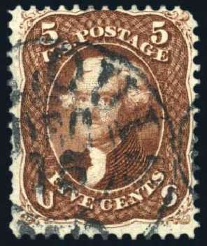 US Stamp Prices Scott #75 - 5c 1862 Jefferson. Harmer-Schau Auction Galleries, Apr 2009, Sale 81, Lot 535