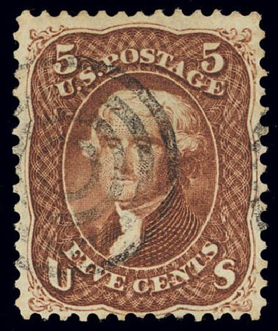 Price of US Stamp Scott Catalog 75: 5c 1862 Jefferson. Daniel Kelleher Auctions, Feb 2013, Sale 634, Lot 65