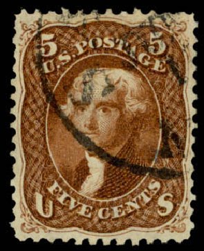 US Stamp Prices Scott # 75 - 5c 1862 Jefferson. Daniel Kelleher Auctions, Apr 2013, Sale 636, Lot 105