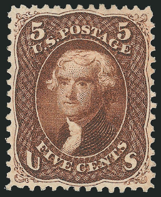 Values of US Stamp Scott Catalog 75 - 1862 5c Jefferson. Robert Siegel Auction Galleries, Jun 2015, Sale 1100, Lot 15