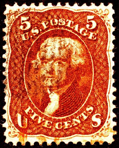 US Stamps Prices Scott Catalog #75 - 1862 5c Jefferson. Matthew Bennett International, Jun 2008, Sale 328, Lot 562