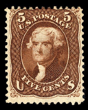 Prices of US Stamp Scott Catalogue #75 - 1862 5c Jefferson. Cherrystone Auctions, Apr 2014, Sale 201404, Lot 42