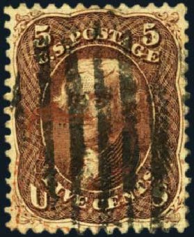 US Stamps Value Scott Catalogue 75: 5c 1862 Jefferson. Harmer-Schau Auction Galleries, Aug 2012, Sale 94, Lot 1112
