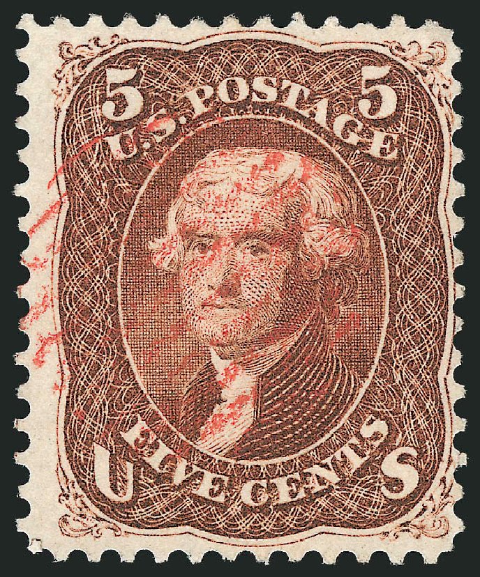 US Stamp Values Scott 75 - 5c 1862 Jefferson. Robert Siegel Auction Galleries, Oct 2011, Sale 1014, Lot 1212