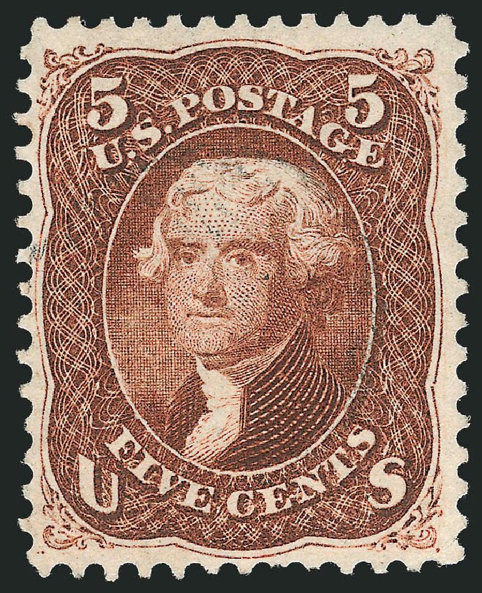 US Stamp Value Scott Catalogue #75 - 5c 1862 Jefferson. Robert Siegel Auction Galleries, Jun 2012, Sale 1026, Lot 1223