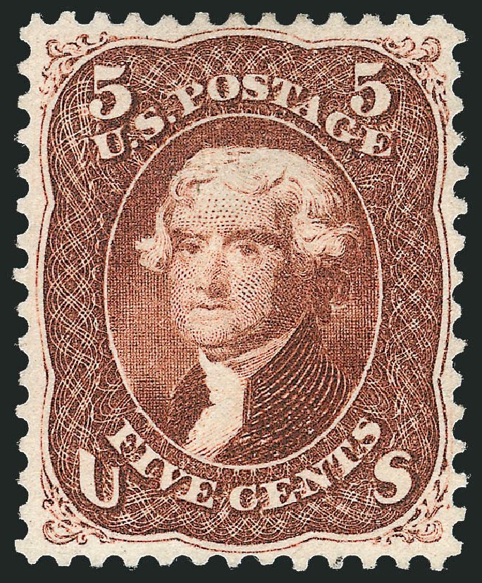 US Stamps Prices Scott Cat. #75 - 5c 1862 Jefferson. Robert Siegel Auction Galleries, Nov 2013, Sale 1057, Lot 633