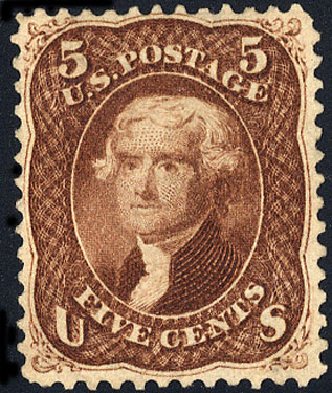 Value of US Stamps Scott Catalog # 75 - 1862 5c Jefferson. Cherrystone Auctions, May 2008, Sale 200805, Lot 116