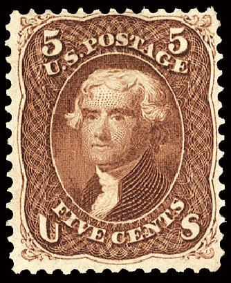 US Stamps Price Scott Cat. 75: 5c 1862 Jefferson. Cherrystone Auctions, Nov 2008, Sale 200811, Lot 1036