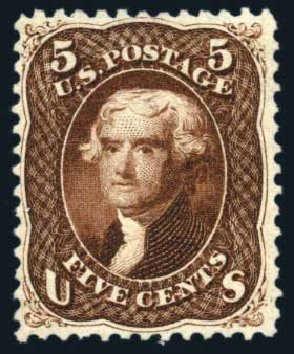 US Stamps Value Scott 75 - 1862 5c Jefferson. Harmer-Schau Auction Galleries, Jun 2008, Sale 78, Lot 1316