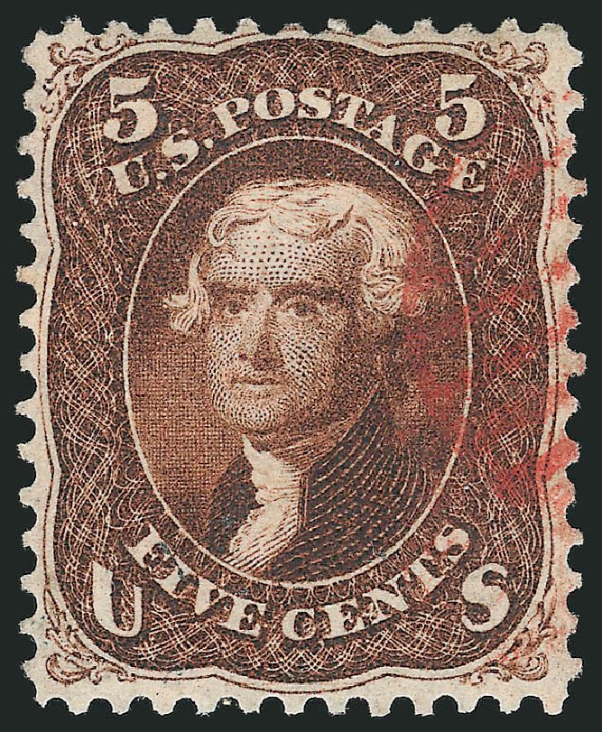 Costs of US Stamps Scott Catalogue 75: 5c 1862 Jefferson. Robert Siegel Auction Galleries, Mar 2014, Sale 1067, Lot 1056