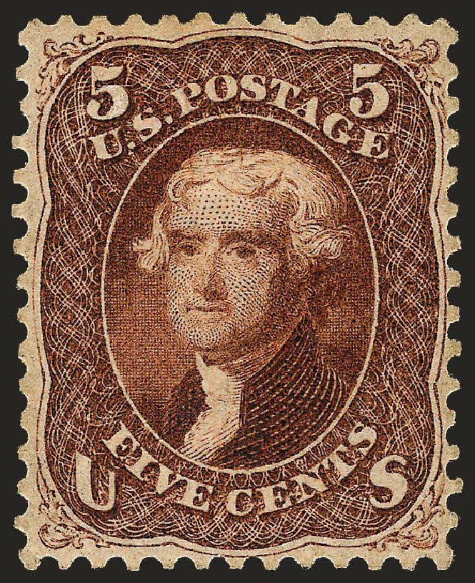 Value of US Stamps Scott Catalog # 75: 1862 5c Jefferson. Robert Siegel Auction Galleries, Jan 2009, Sale 968, Lot 96