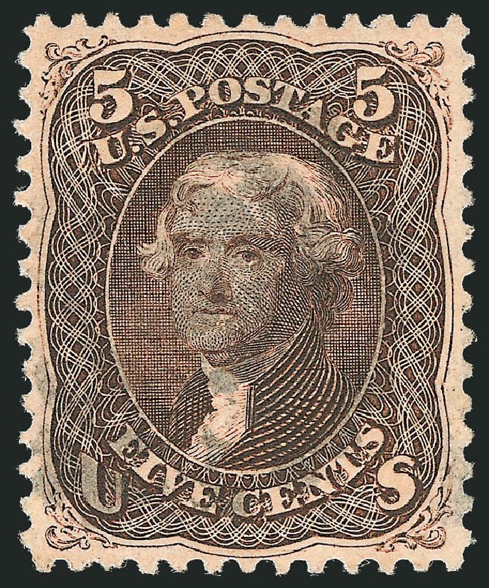 US Stamp Price Scott Cat. # 76: 1863 5c Jefferson. Robert Siegel Auction Galleries, Nov 2012, Sale 1034, Lot 87