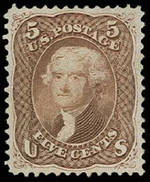 Cost of US Stamp Scott Cat. #76: 5c 1863 Jefferson. H.R. Harmer, Jun 2013, Sale 3003, Lot 1078
