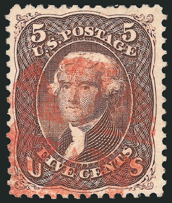 US Stamps Values Scott Catalogue #76: 5c 1863 Jefferson. Robert Siegel Auction Galleries, Dec 2013, Sale 1062, Lot 250