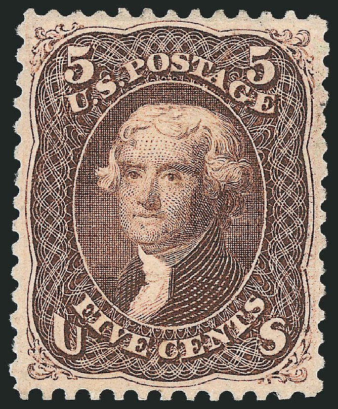 Cost of US Stamp Scott Catalogue #76 - 1863 5c Jefferson. Robert Siegel Auction Galleries, Mar 2012, Sale 1021, Lot 231