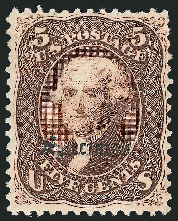 US Stamps Prices Scott Cat. # 76: 1863 5c Jefferson. Robert Siegel Auction Galleries, Nov 2013, Sale 1061, Lot 3281