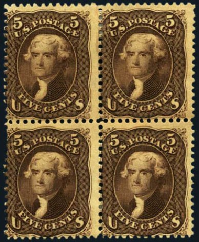 Prices of US Stamps Scott 76: 5c 1863 Jefferson. Harmer-Schau Auction Galleries, Aug 2012, Sale 94, Lot 1114