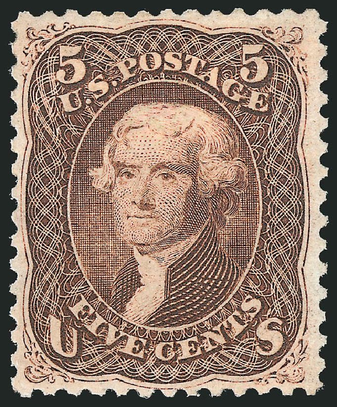 Values of US Stamp Scott Catalogue #76 - 5c 1863 Jefferson. Robert Siegel Auction Galleries, Jul 2013, Sale 1050, Lot 204