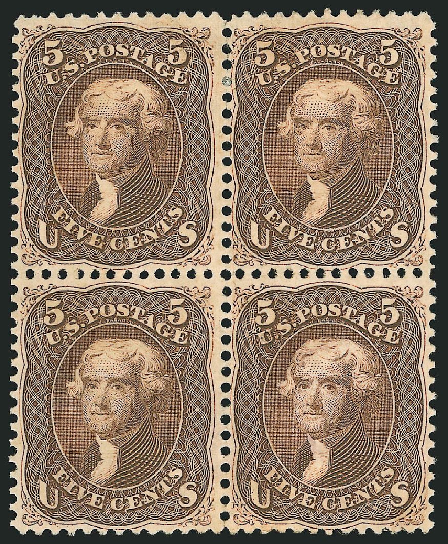 Values of US Stamps Scott Catalogue 76 - 5c 1863 Jefferson. Robert Siegel Auction Galleries, Oct 2008, Sale 963, Lot 544
