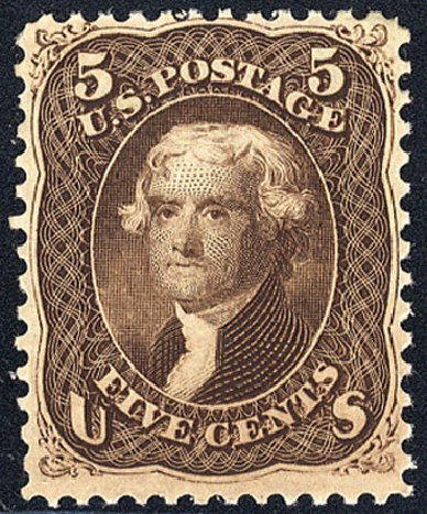 Price of US Stamps Scott Catalogue 76 - 1863 5c Jefferson. Cherrystone Auctions, Jan 2009, Sale 200901, Lot 95