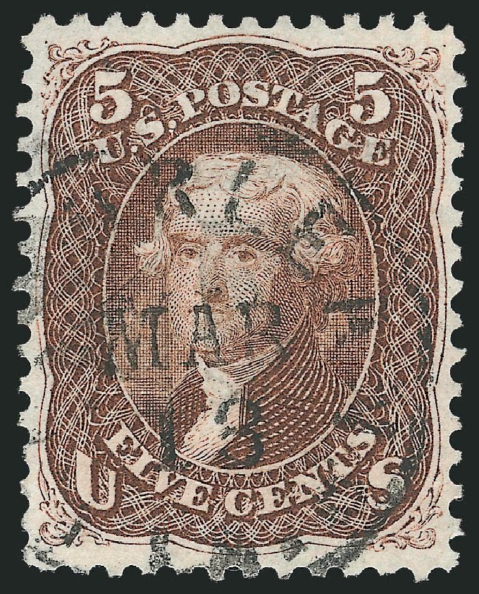 Value of US Stamp Scott Catalogue 76: 5c 1863 Jefferson. Robert Siegel Auction Galleries, Sep 2009, Sale 976, Lot 1365