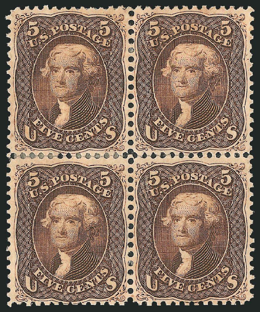 Value of US Stamps Scott Catalogue 76 - 1863 5c Jefferson. Robert Siegel Auction Galleries, Mar 2012, Sale 1021, Lot 232