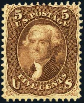 Value of US Stamp Scott Catalogue #76 - 5c 1863 Jefferson. Harmer-Schau Auction Galleries, Aug 2012, Sale 94, Lot 1113