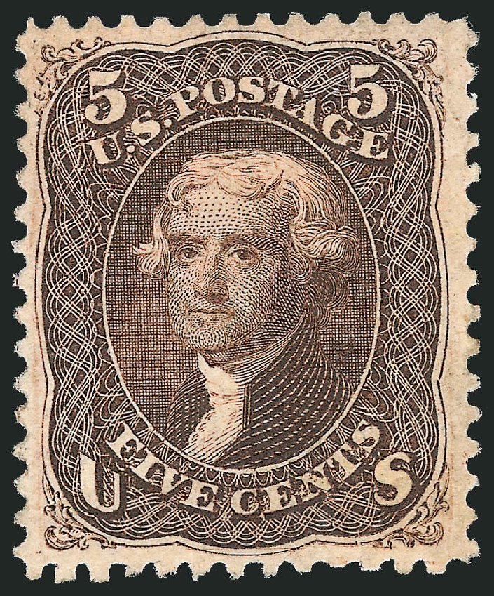 Cost of US Stamp Scott Cat. 76: 5c 1863 Jefferson. Robert Siegel Auction Galleries, Oct 2008, Sale 963, Lot 543
