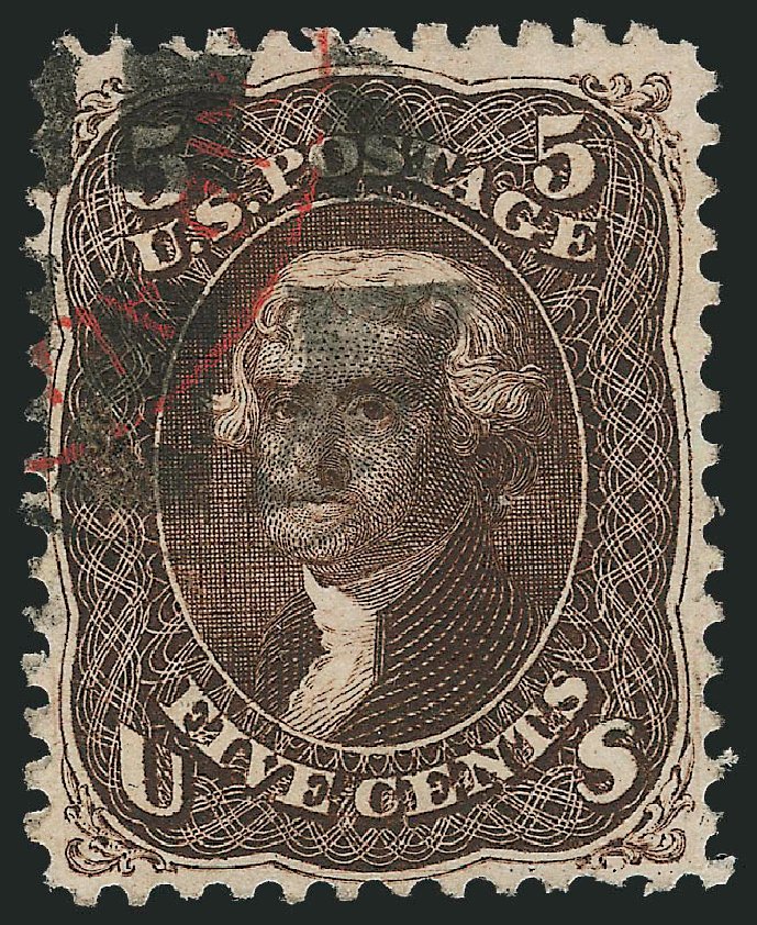 US Stamp Price Scott Catalog #76: 1863 5c Jefferson. Robert Siegel Auction Galleries, Sep 2010, Sale 993, Lot 403