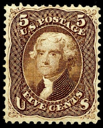 US Stamp Price Scott Cat. #76 - 1863 5c Jefferson. Matthew Bennett International, May 2008, Sale 327, Lot 76
