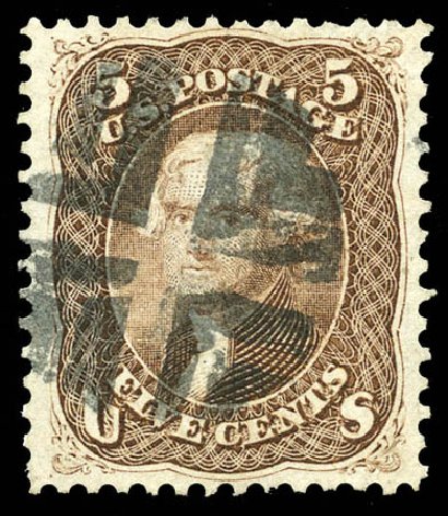 US Stamp Values Scott Cat. #76: 1863 5c Jefferson. Matthew Bennett International, Mar 2012, Sale 344, Lot 4276