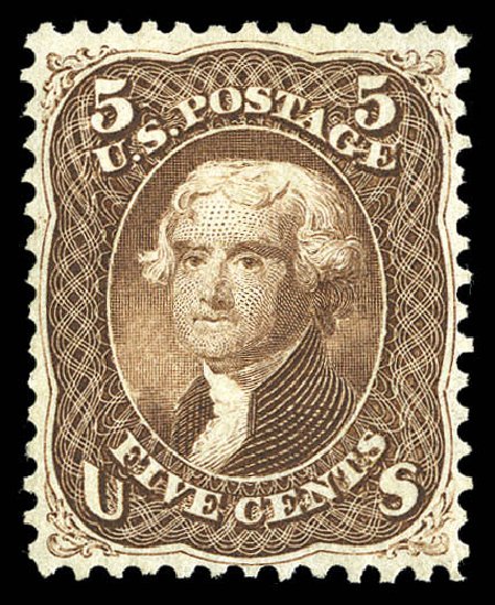 US Stamp Value Scott Catalog 76 - 5c 1863 Jefferson. Matthew Bennett International, Sep 2012, Sale 345, Lot 106