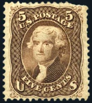 US Stamps Value Scott #76: 1863 5c Jefferson. Harmer-Schau Auction Galleries, Apr 2009, Sale 81, Lot 536